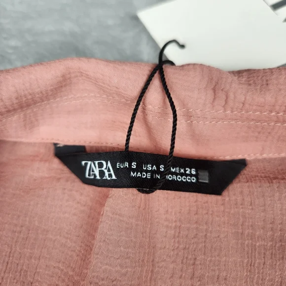 NWT Zara Blouse Top Blouse Riffled Chiffon Size S Small - Picture 4 of 10